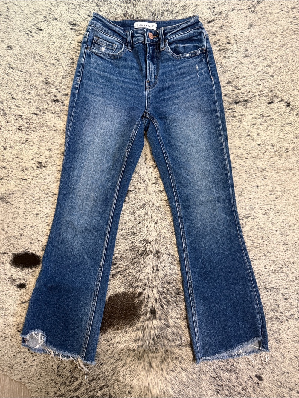 Flying Monkey size 24 Medium Blue Cropped Flare Jeans